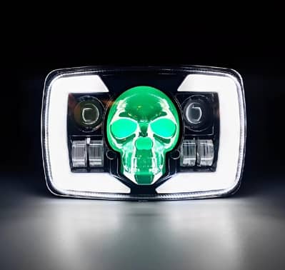 Skull Style Headlight with indicators Beam For Bike | Upgraded Model