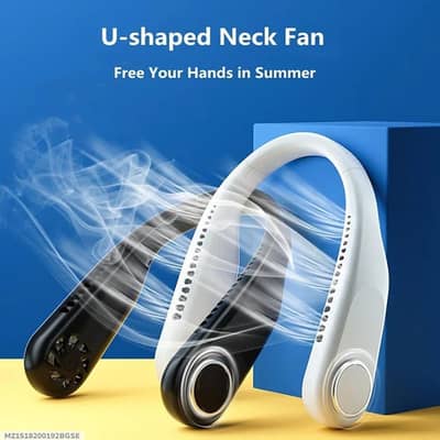 Portable Neck Fan Black ABS Lightweight Cool Breeze