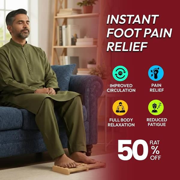 Wooden Foot Roller Massager–Stress & Pain Relief Tool. . .