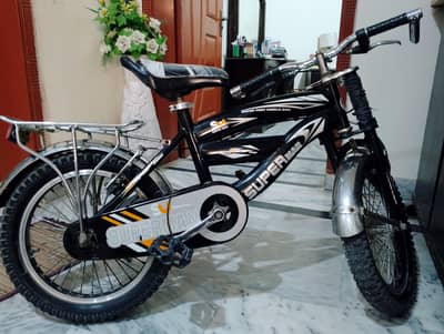 Black color bicycle .
