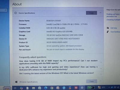 Dell laptop for sell core i-3 7th generation  8,128