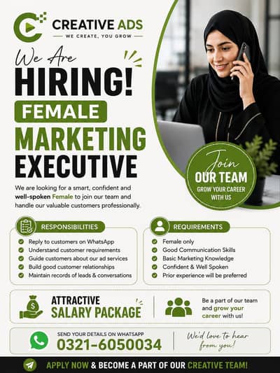 Need female for Customer dealing on. whatsaap