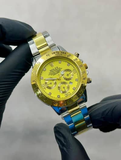 Men's Chronograph Watch Gold Stainless Steel 32mm