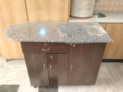 Wooden Iron Stand With Cabinets And Drawers