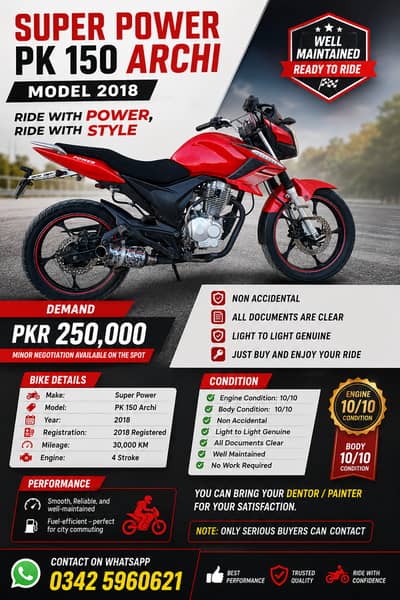 Super Power PK 150 Archi 2018 | 30,000 KM | Genuine | Excellent Bike