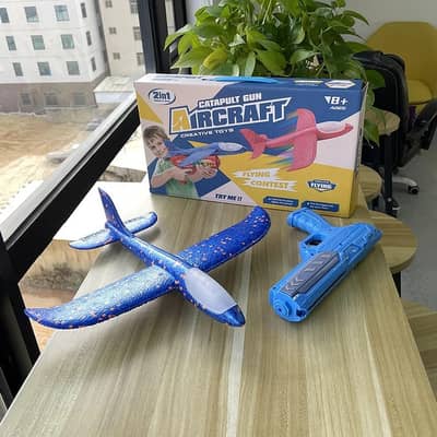 2-in-1 Catapult Airplane Launcher Toy for Kids |  Glider Aircraft Gun