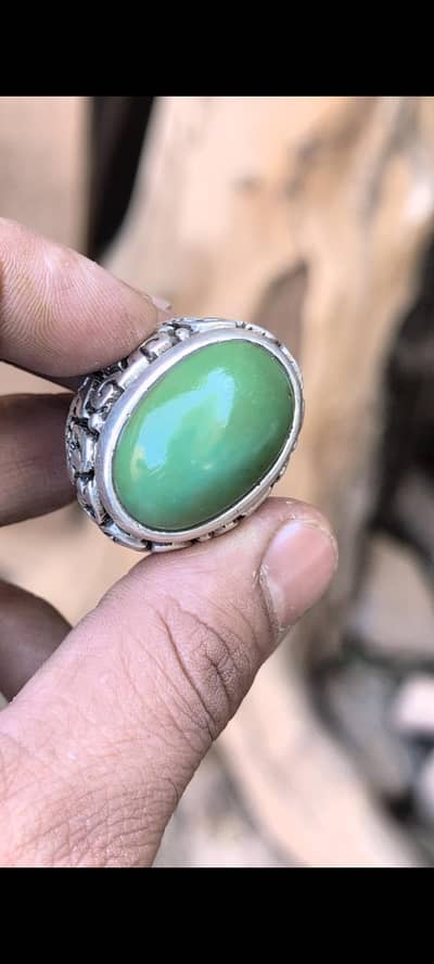 Hussaini feroza old mine in heavy handmade ring.