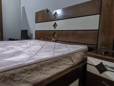 Brown and White wood set  king bed