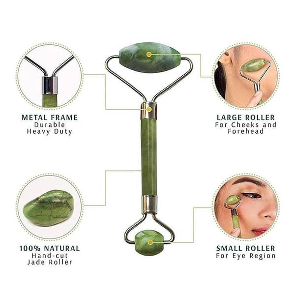 Jade Roller & Gua Sha Set – Natural Jade Stone Face Massager for Anti-Aging, Puffiness & Wrinkle Reduction. . .