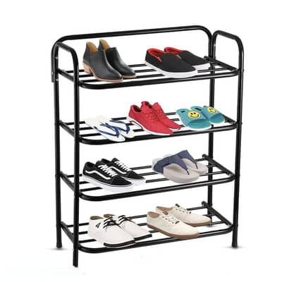 4-Tier Black shoe Rack For Home Office Entryway