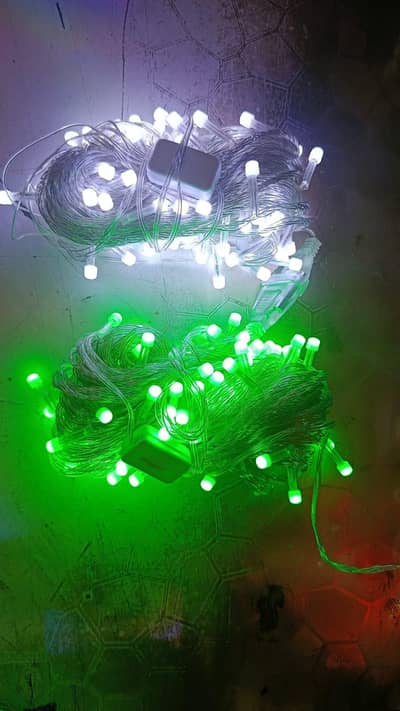 green and white fairy light