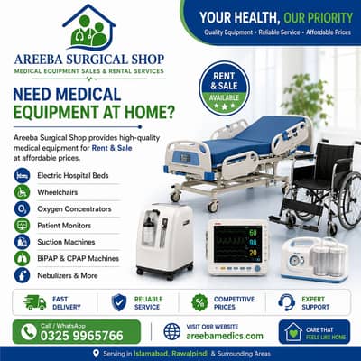 Electric Patient Bed/Oxygen Concentrator/Wheel ChairAvailable For Rent