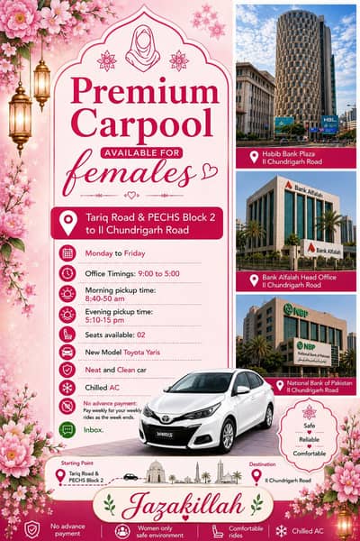 Premium Carpool Available for females