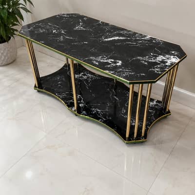 beautiful table ,steel gold pipe and black marble sheet