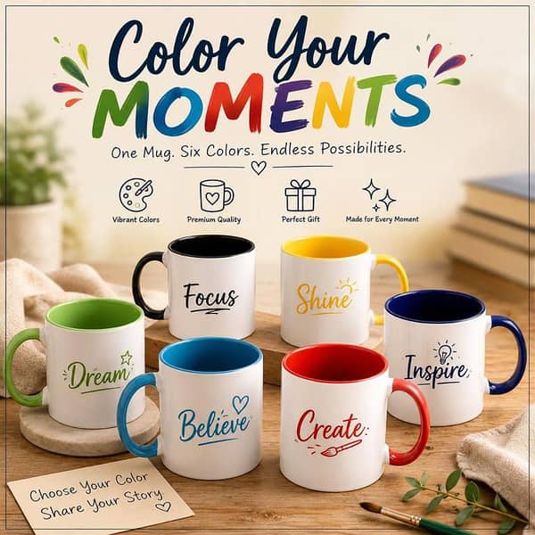 Customized Printed Mugs in Multiple Colours