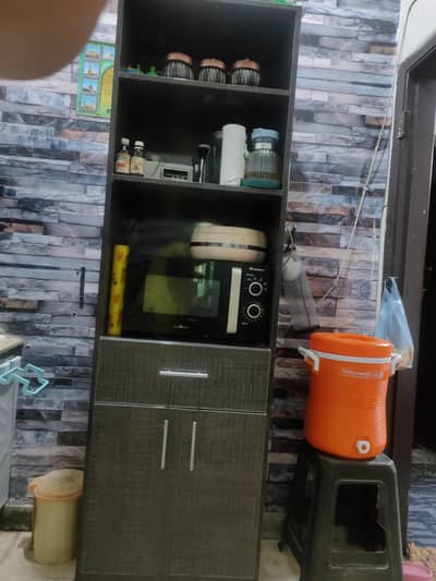 6ft Wooden Kitchen Rack / Microwave Cabinet – Like New Condition