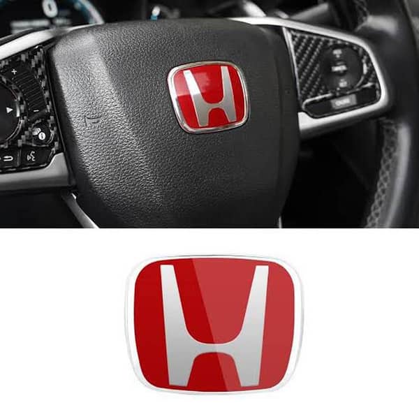 Honda Steering Wheel Logo Universal Red & Silver Combination