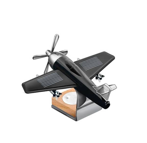 Solar Aircraft Car Air Freshener by Solar: Black Solid ABS with Wooden Cap