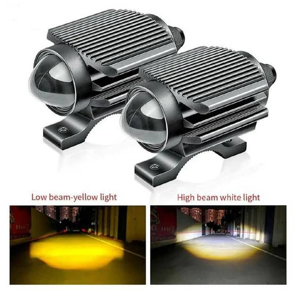 (1 Pc) External Spotlight Light for Bike, Car, Jeep and Motorcycle – High/Low Beam with Flasher in White or Yellow