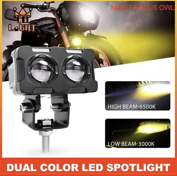 1 Peace 20W Robot-Style LED Lights: White and Yellow Dual-Color Long-Range Projector