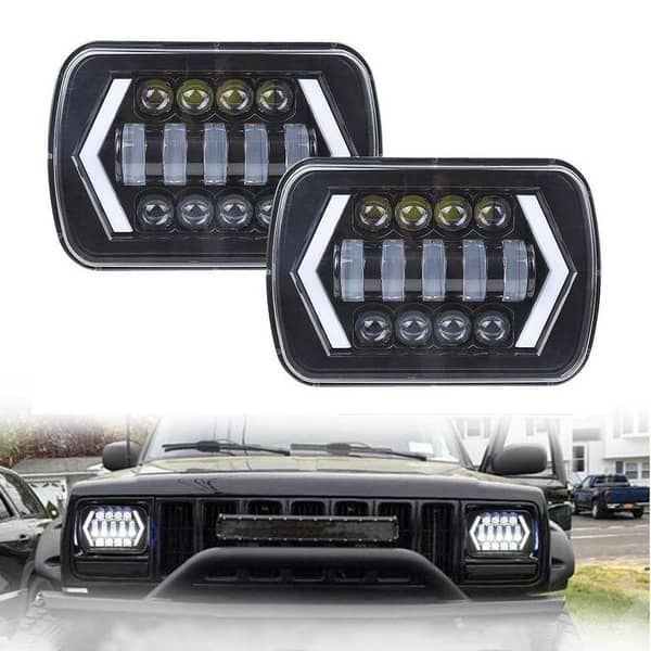 Jeep LED Headlight Square 5x7 Sealed Beam Hi-Low 2-Piece