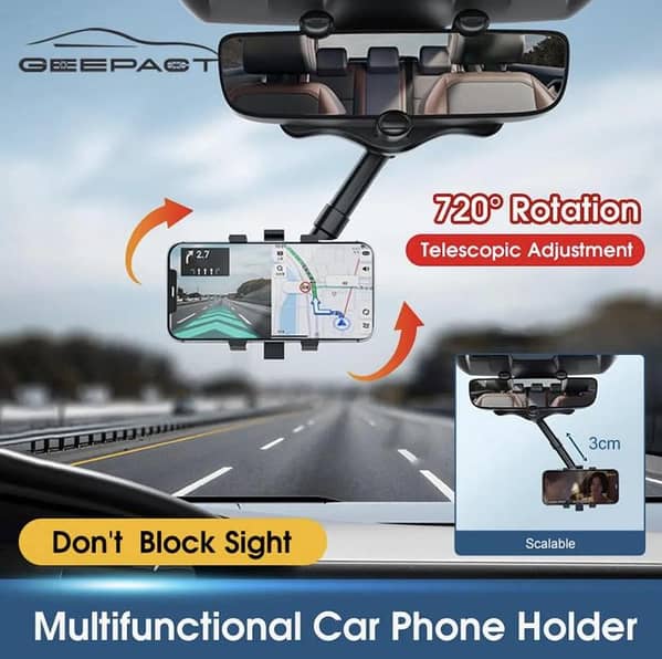 Car Phone Holder: Multifunction Sun Visor Mount with 360° Rotation
