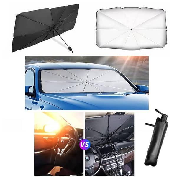 Car Umbrella Sun Shade Cover for Windshield UV Reflecting Foldable Front Car Sunshade Umbrella for Dashboard Protection