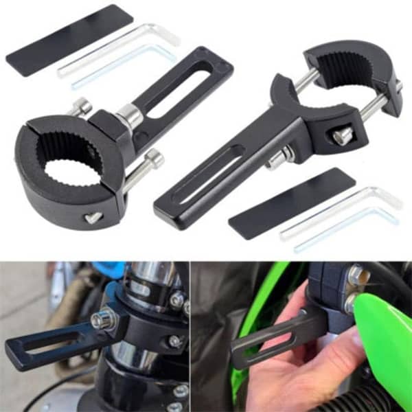 Universal Bike LED Clamps Shocks Mounting Bracket Lights Extension Mount 2 Pcs Set