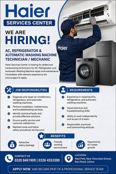 AC, Refrigerator & Automatic Washing Machine Technician / Mechanic