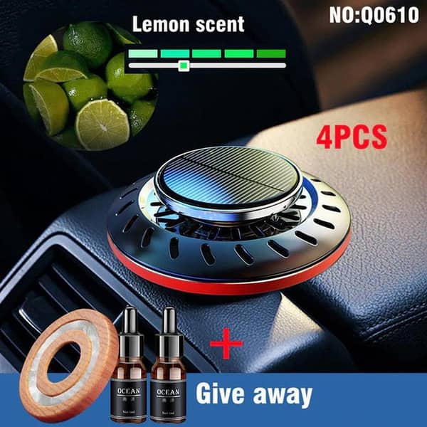 Silver Solar-Powered Car Aroma Diffuser with UFO Dashboard Decoration and Refill