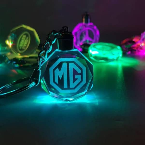 MG LED Crystal Light Key Chain with Multiple Light Shades