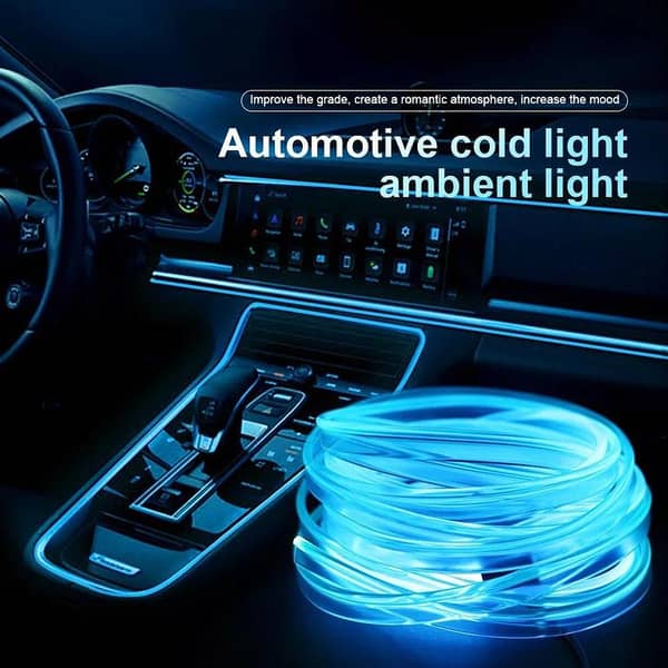 Universal Car Interior Multi-Color EL Wire Light, 2 Meters, 5V USB Powered