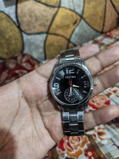 TENTWO Men's Metal Chain Watch - Black Dial