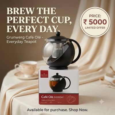Grunwerg Café Olé Glass Teapot with Infuser 1.2L