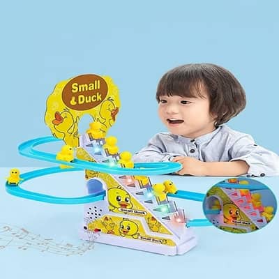 Small Duck Climbing Stairs Toy | Electric Musical Duck Track Set |Toy