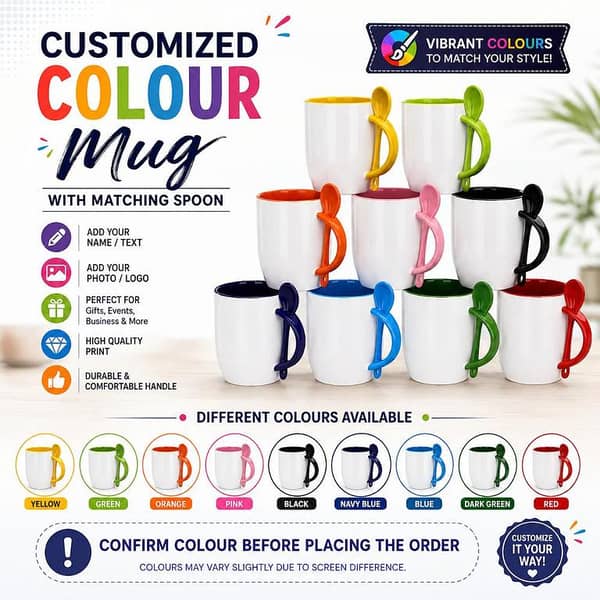 Customized Colour Mug with Matching Spoon