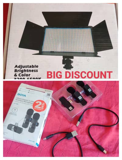 BOYA Ultracompact 2.4 GHz, Wireless Microphone and Led Light Pro 600