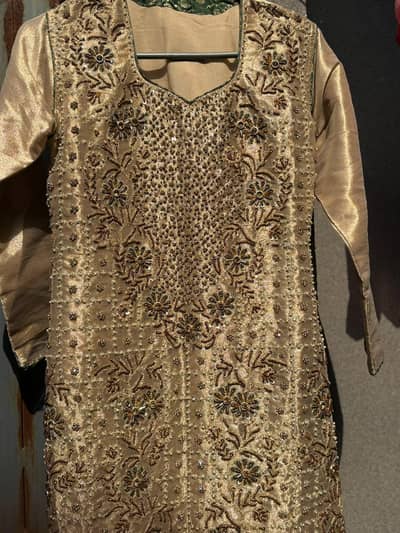 Luxury Champagne Gold Heavy Embellished Formal Dress