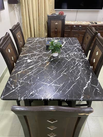 dining table 6 seater marble