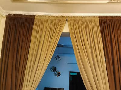 Premium Quality Curtains Set for Sale (Beige & Dark Brown)