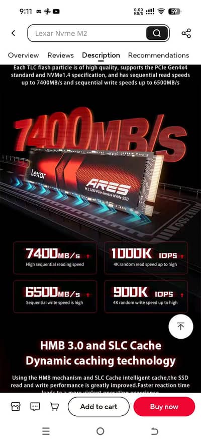 lexar Ares 512GB PCIe Gen4x4M. 2 NVMe  03041759333