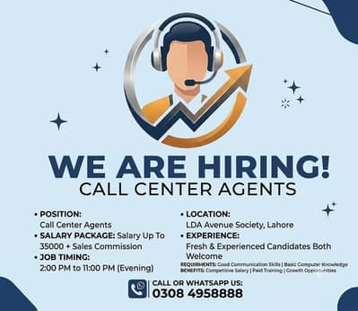 Call Center Agents Required