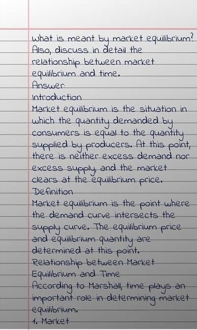 Market Equilibrium and Its Relationship with Time