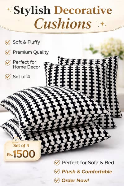 4 cushion covered