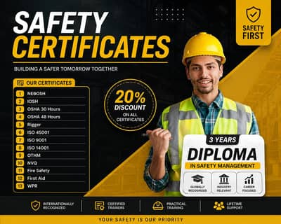 NEBOSH | IOSH | OSHA | All International Safety Certificates Available