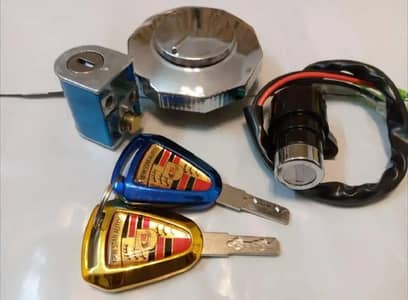 70cc Bike Key Switch Kit Golden Metal 3Pc Set