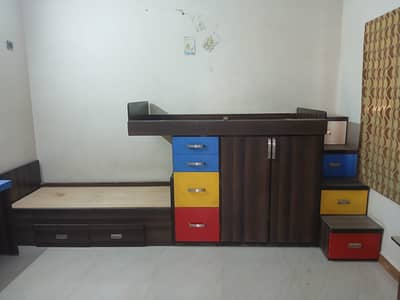 Kids Room Furniture Set | Bed + Study Table + Wardrobe + Storage