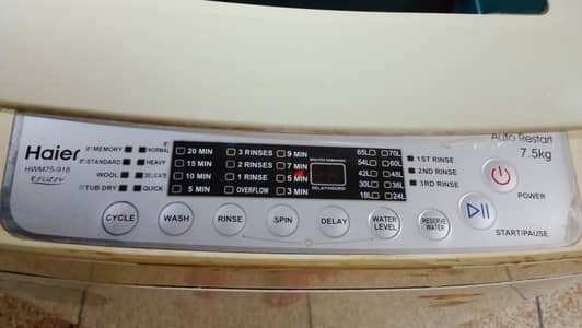 haier touch washing machine