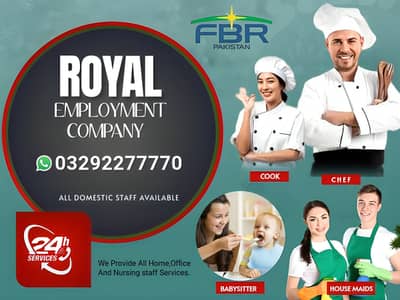 House Maids Baby Sitter Cook Chef Couple Drivers all Domestic staff