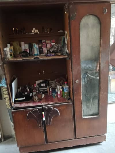 double bed without mattress, wardrobe, dividar